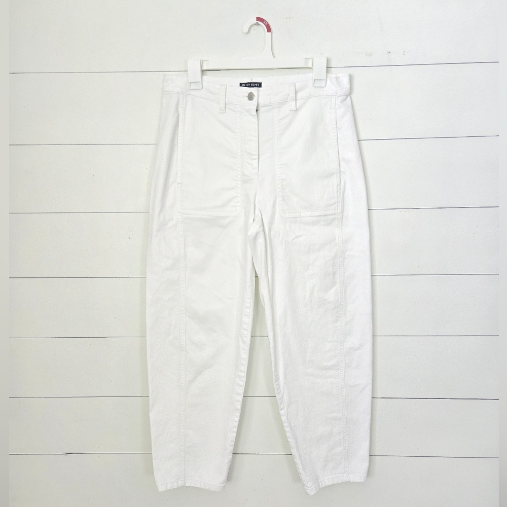 Eileen Fisher White Organic Cotton  Barrel Pants S/P